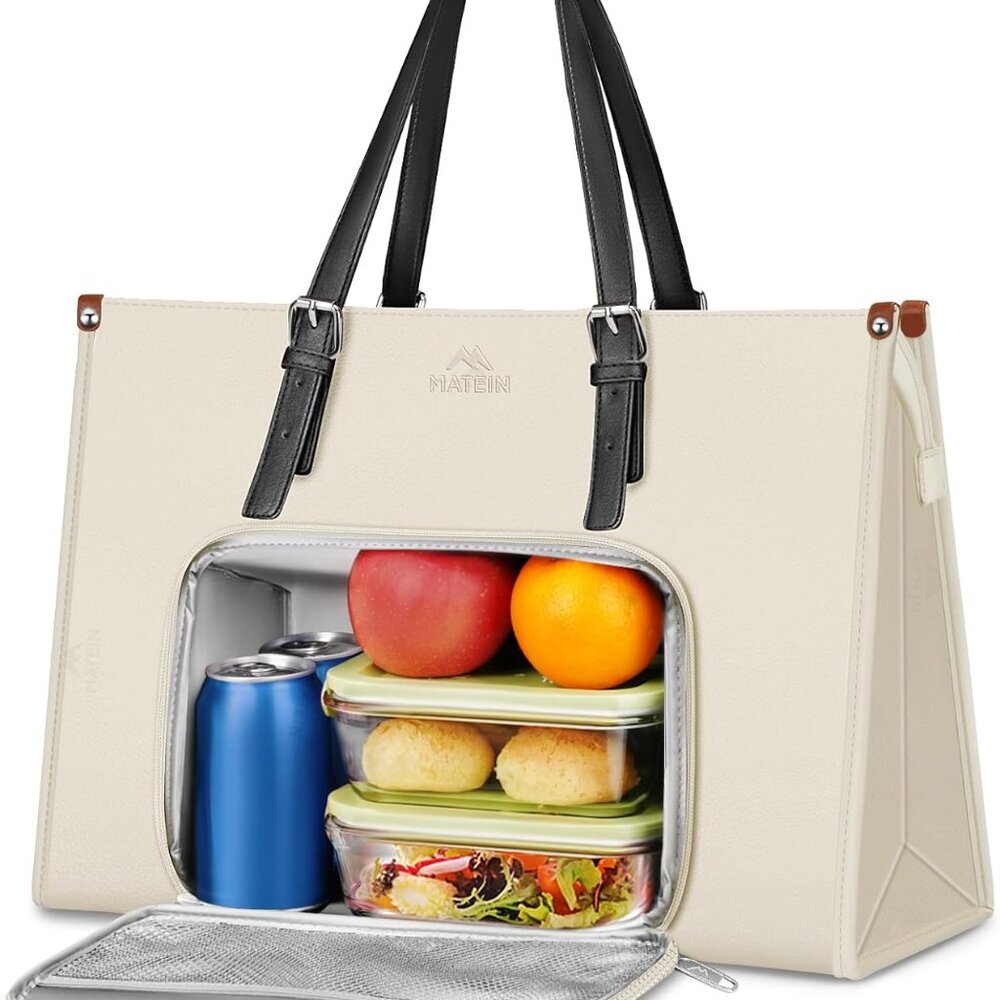 Laptop Tote Bag For Women, 15.6 Inch Laptop Commuter Tote Insulated Lunch Bag, W